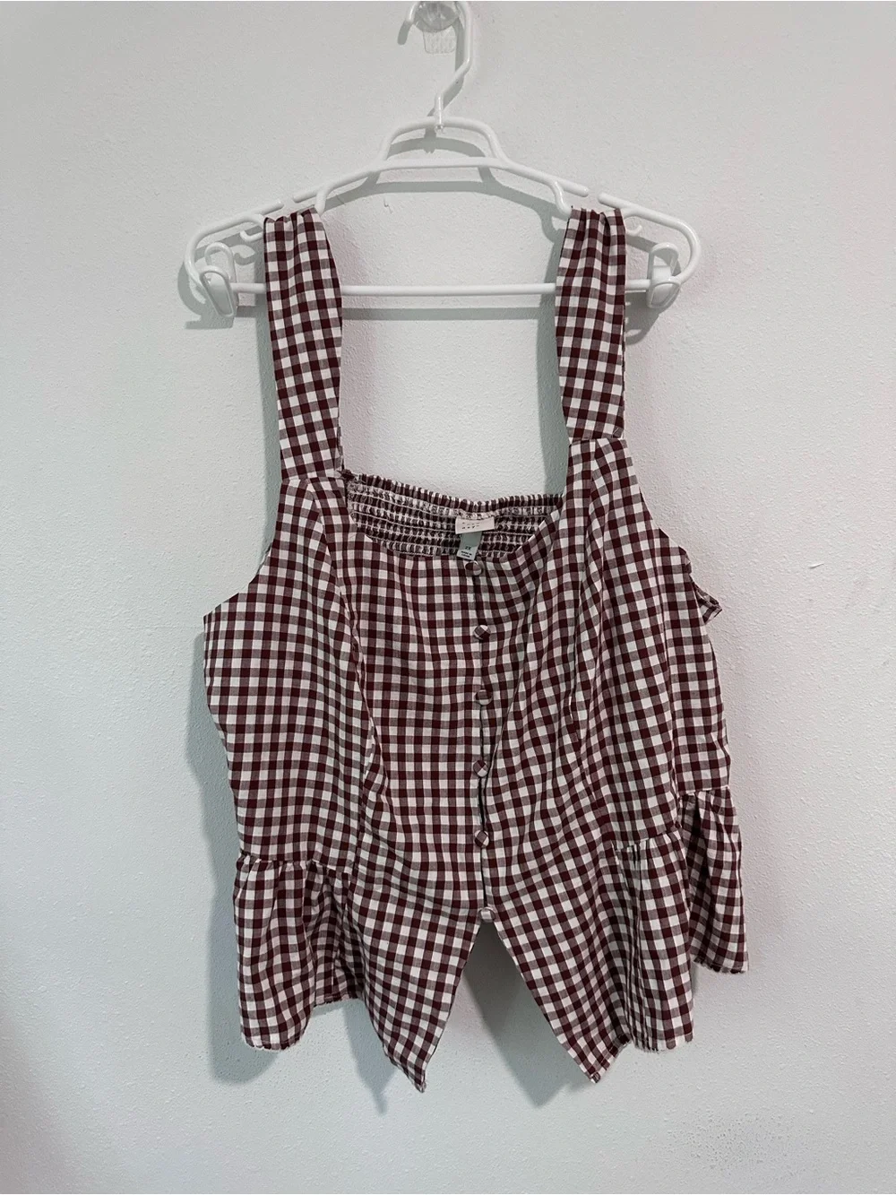 Button-Front Tank Top Gingham - Picture 3 of 5